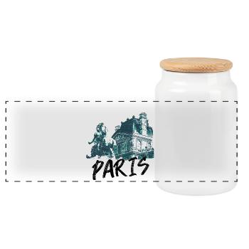 Paris, Statue Équestre et Architecture - Boîte à biscuits avec couvercle en bois - blanc - Devant