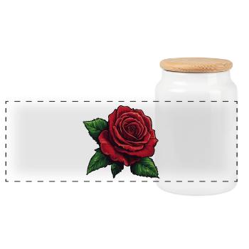Rose rouge / Pétales graphique vectoriel - Boîte à biscuits avec couvercle en bois - blanc - Devant