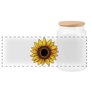 tournesol - Boîte à biscuits avec couvercle en bois - blanc - Devant