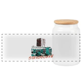 Illustration Modernes Straßburg in Rivétoile - Panorama Keksdose mit Holzdeckel - Weiß - Vorne