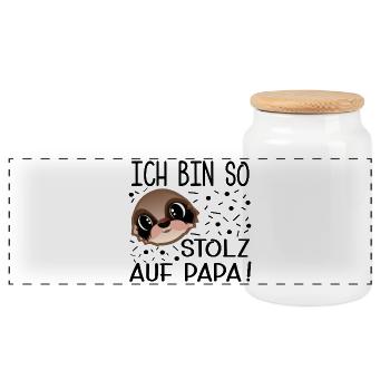 FÊTE DES PÈRES PAPA FIERTÉ DE L’ENFANT - Boîte à biscuits avec couvercle en bois - blanc - Devant