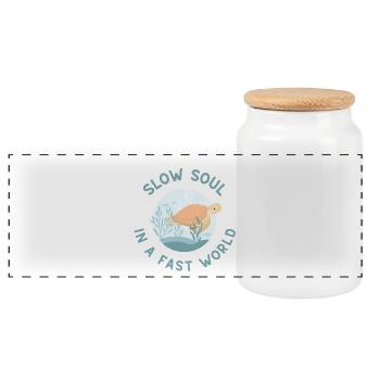 Slow Soul in a Fast World - Panorama Keksdose mit Holzdeckel - Weiß - Vorne