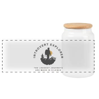 The Loudest Journeys Are Made in Silence - Panoramic Cookie Jar with Wooden Lid - white - Front