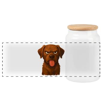 Frecher Labrador Cartoon – Lustiges Hundemotiv - Panorama Keksdose mit Holzdeckel - Weiß - Vorne