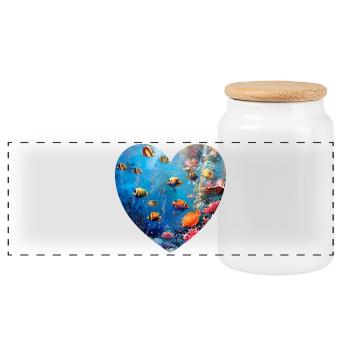 Récif de corail intact monde sous-marin coeur design - Boîte à biscuits avec couvercle en bois - blanc - Devant