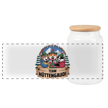 Team Party Ski Holiday Ski & Snowboarder Après Ski - Panoramic Cookie Jar with Wooden Lid - white - Front