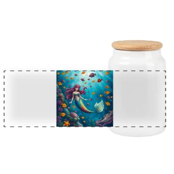 Unterwasser Mermaid Farbenspiel - Panorama Keksdose mit Holzdeckel - Weiß - Vorne