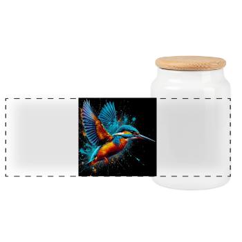 martin-pêcheur - Boîte à biscuits avec couvercle en bois - blanc - Devant