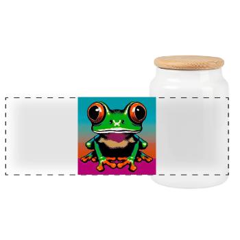grenouille - Boîte à biscuits avec couvercle en bois - blanc - Devant