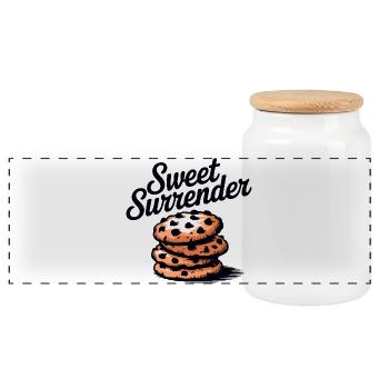 Sweet Surrender Cookies Candy Dessert - Panoramic Cookie Jar with Wooden Lid - white - Front