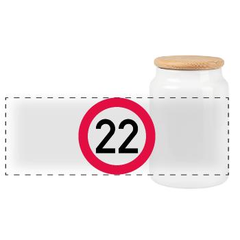22. Geburtstag Achtung! Verkehrsschild 22 Km/h - Panorama Keksdose mit Holzdeckel - Weiß - Vorne