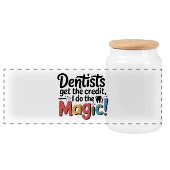 Conception de couronnes de technicien de laboratoire dentaire - Boîte à biscuits avec couvercle en bois - blanc - Devant