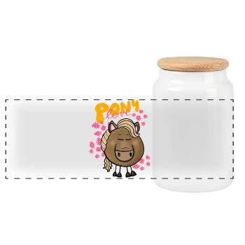 Pony Love - Panoramic Cookie Jar with Wooden Lid - white - Front