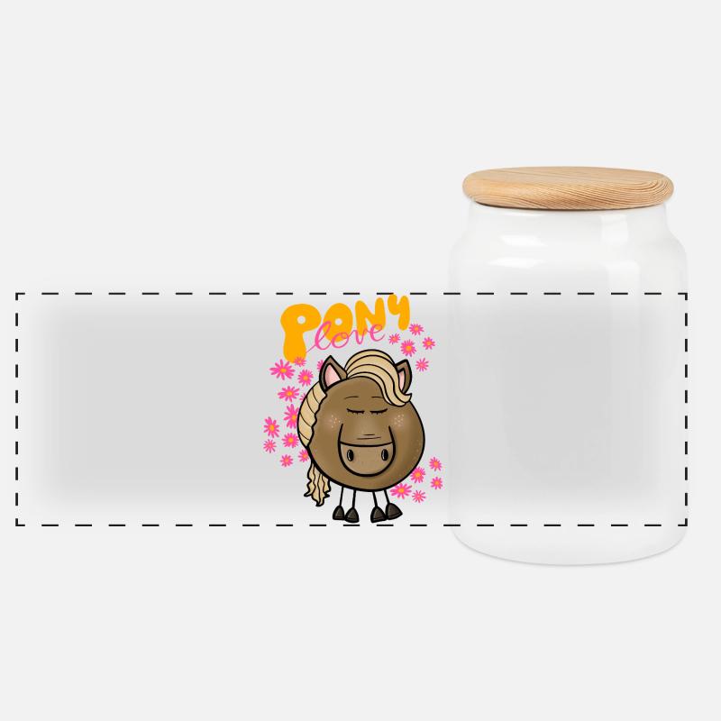 Pony Liebe - Panorama Keksdose mit Holzdeckel - Weiß