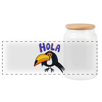 Hola Toucan - Boîte à biscuits avec couvercle en bois - blanc - Devant