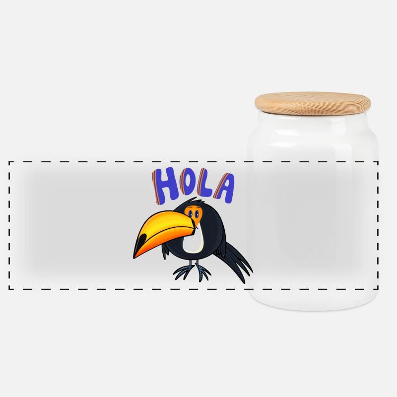 Hola Tukan - Panorama Keksdose mit Holzdeckel - Weiß