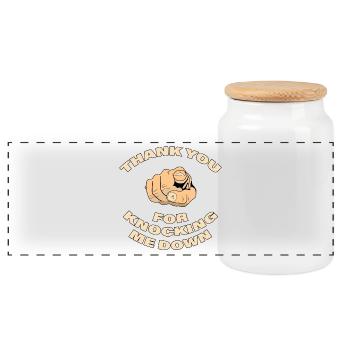 thank you - Panoramic Cookie Jar with Wooden Lid - white - Front