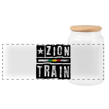 Zion Train Schriftzug - Panorama Keksdose mit Holzdeckel - Weiß - Vorne