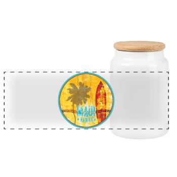 Maui Hawaii Vintage Surf  - Panorama Keksdose mit Holzdeckel - Weiß - Vorne