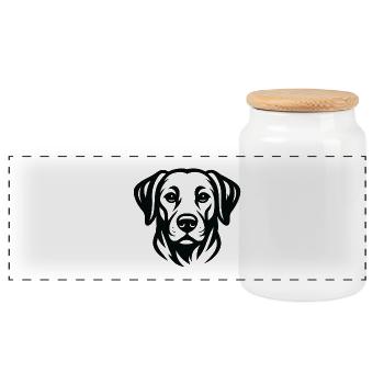 Hunde Gesichts-Linienkunst - Panorama Keksdose mit Holzdeckel - Weiß - Vorne