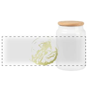 Mountain Bike Bicycle Silhouette - Panoramic Cookie Jar with Wooden Lid - white - Front