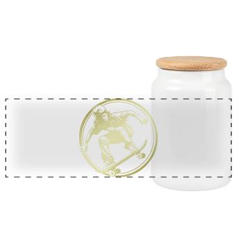 Skateboarding Silhouette Skateboard - Panoramic Cookie Jar with Wooden Lid - white - Front