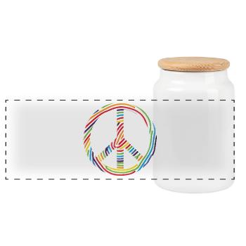 Signe de paix coloré - Boîte à biscuits avec couvercle en bois - blanc - Devant