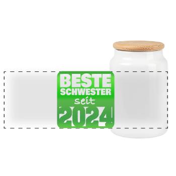 Siblings 2024 - Panoramic Cookie Jar with Wooden Lid - white - Front