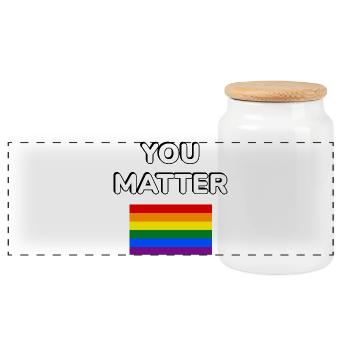 You Matter Pride Flag - Panoramic Cookie Jar with Wooden Lid - white - Front