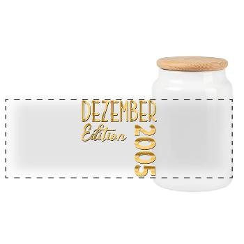 21st Birthday Birthday 2005 December - Panoramic Cookie Jar with Wooden Lid - white - Front