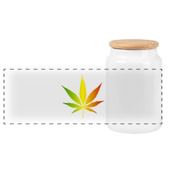 Rasta Gradient Cannabisblatt - Panorama Keksdose mit Holzdeckel - Weiß - Vorne
