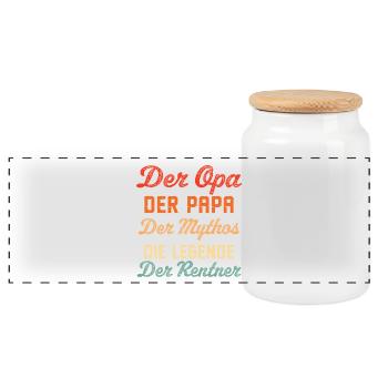 Grandpa Dad Pensioner - Panoramic Cookie Jar with Wooden Lid - white - Front