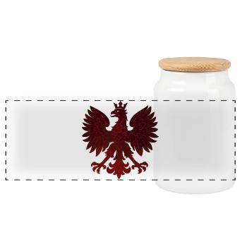 Pologne Polska Eagle drapeau rouge paillettes cadeau - Boîte à biscuits avec couvercle en bois - blanc - Devant