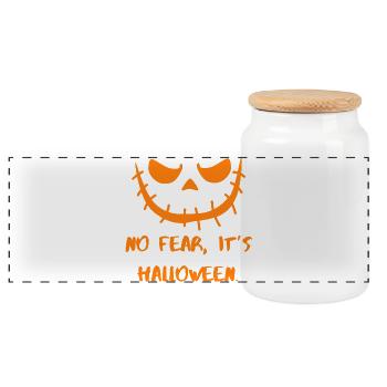 No Fear Halloween-Grinsen - Panorama Keksdose mit Holzdeckel - Weiß - Vorne