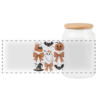 Halloween gruselig - Panorama Keksdose mit Holzdeckel - Weiß - Vorne