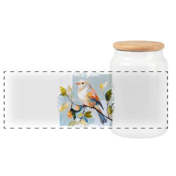 Colorful bird in watercolor style - Panoramic Cookie Jar with Wooden Lid - white - Front