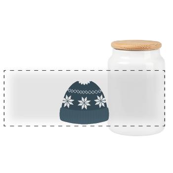 Bonnet nordique flocon de neige - Boîte à biscuits avec couvercle en bois - blanc - Devant