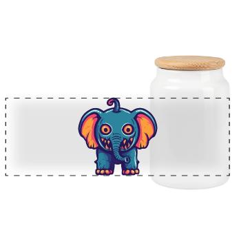 éléphant Halloween bande dessinée drôle - Boîte à biscuits avec couvercle en bois - blanc - Devant