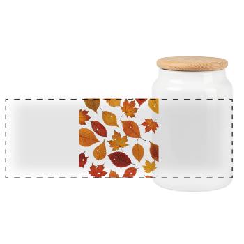 Motif de feuille d’automne - Boîte à biscuits avec couvercle en bois - blanc - Devant