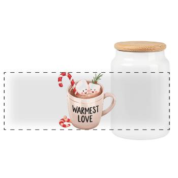 Chocolat chaud – Warmest Love Xmas Design - Boîte à biscuits avec couvercle en bois - blanc - Devant