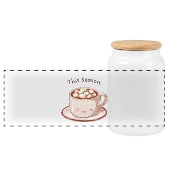 Anime Hot Chocolate – This Season Cozy Vibes - Panorama Keksdose mit Holzdeckel - Weiß - Vorne