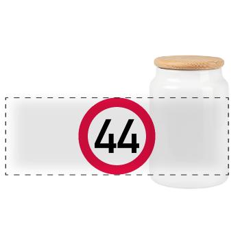 44th birthday Attention! Traffic sign 44 Km/h - Panoramic Cookie Jar with Wooden Lid - white - Front