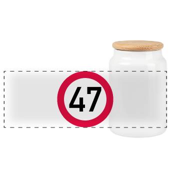 47e anniversaire Attention ! Panneau de signalisation 47 Km/h - Boîte à biscuits avec couvercle en bois - blanc - Devant