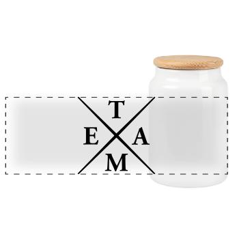 Équipe - Boîte à biscuits avec couvercle en bois - blanc - Devant