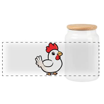 Dessin animé de poulet - Boîte à biscuits avec couvercle en bois - blanc - Devant