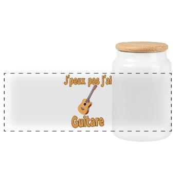 I can't I have guitar - Panoramic Cookie Jar with Wooden Lid - white - Front