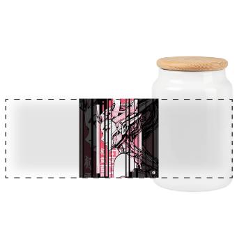 Ver.2 - Cyberpunk Woman - Rose Blanc - Effect Geek - Panorama Keksdose mit Holzdeckel - Weiß - Vorne
