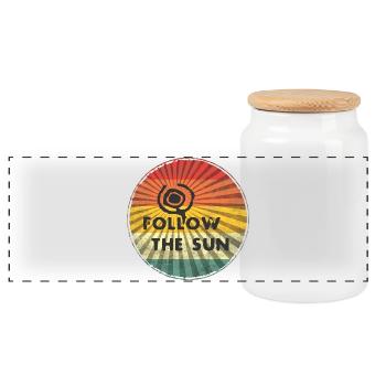 Follow the Sun Retro Sticker - Panorama Keksdose mit Holzdeckel - Weiß - Vorne