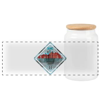 Stille Grenzmarke Design - Panorama Keksdose mit Holzdeckel - Weiß - Vorne