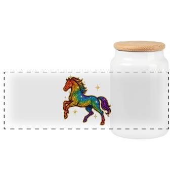 Rainbow Horse | Unicorn Glitter Dream - Panoramic Cookie Jar with Wooden Lid - white - Front